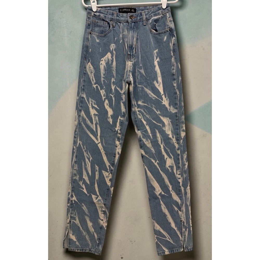 Lioness Women's Alabama Jean Tie Dye Denim Jeans Distressed High Rise Sz XS